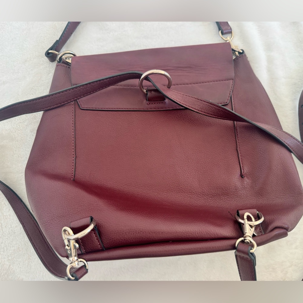 Gap Synthetic Leather Backpack Purse.  Burgundy with silver accents. Never used. - Picture 5 of 15